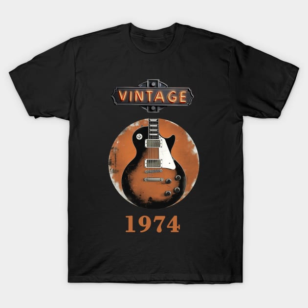 Vintage Guitar 1974 - 50th Birthday Gift T-Shirt by Completely Mental